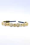 Shop_Foot Fuel_Gold Beads, Crystals Geometric Carved Hairband _at_Aza_Fashions