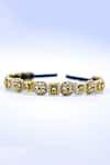 Foot Fuel_Gold Beads, Crystals Geometric Carved Hairband _Online_at_Aza_Fashions