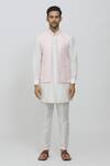 Buy_RNG Safawala_Pink Brocade Silk Printed Paisley-floral Jacket And Off White Kurta Set _Online_at_Aza_Fashions