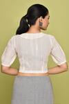 Shop_Nazaakat by Samara Singh_Off White Cotton Embroidered Kantha V-neck Blouse_at_Aza_Fashions