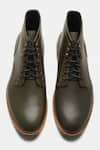 Shop_Kozasko_Green Goodyear Welted Plain Toe Boots _at_Aza_Fashions