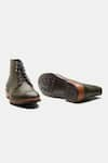 Shop_Kozasko_Green Goodyear Welted Plain Toe Boots _Online_at_Aza_Fashions