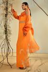 Buy_ORIGANI_Fibre Crepe Embellished Applique Shrug Shawl Floral Pant Set _Online_at_Aza_Fashions