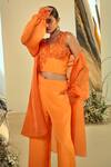 Shop_ORIGANI_Fibre Crepe Embellished Applique Shrug Shawl Floral Pant Set _Online_at_Aza_Fashions
