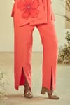 Buy_ORIGANI_Coral Cotton Silk Embellished Applique Flat Collar Angrakha Shirt With Pant