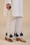 Buy_ORIGANI_White 100% Linen Placement Embroidery Primrose V Neck Tunic With Pant_Online_at_Aza_Fashions