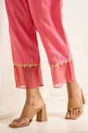 Buy_Himani Punatar_Pink Kurta Chanderi Embroidery Popat Udd Collar Neck Bird Tunic With Pant_Online_at_Aza_Fashions