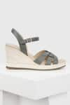 Shop_OROH_Grey Yute Criss Cross Strappy Wedges _at_Aza_Fashions