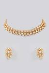Shop_Zevar By Geeta_Gold Plated Stones Kundan Embellished Choker Necklace Set_at_Aza_Fashions