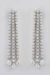 Shop_Zevar By Geeta_White Imitation Diamonds Faux Studded String Earrings _at_Aza_Fashions