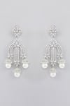 Shop_ZEVAR BY GEETA_White American Diamond Studded Chandelier Earrings _at_Aza_Fashions