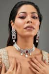 Buy Zevar By Geeta Pink Diamonds, Stones Faux Embellihed Pearl String Choker Necklace Set at Aza Fashions Buy_Zevar By Geeta_Pink Diamonds, Stones Faux Embellihed Pearl String Choker Necklace Set _at_Aza_Fashions