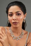 Buy_Zevar by Geeta_Yellow Faux Diamonds Stone Embellished Necklace Set _at_Aza_Fashions