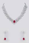 Shop Zevar By Geeta Pink Stones Contrast Embellished Necklace Set at Aza Fashions Shop_Zevar By Geeta_Pink Stones Contrast Embellished Necklace Set _at_Aza_Fashions