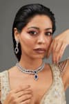 Buy_Zevar by Geeta_Blue Faux Diamonds Double Layered Stone Embellished Jewellery Set _at_Aza_Fashions