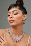 Buy_Zevar by Geeta_Pink Faux Diamonds Ruby Stone Embellished Necklace Set _at_Aza_Fashions