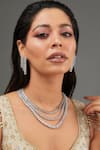 Buy_Zevar by Geeta_White Faux Diamonds Geometric Layered Stone Embellished Jewellery Set _at_Aza_Fashions