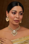 Buy_Zevar by Geeta_Gold Plated Kundan Glorious Floret Embellished Jewellery Set_at_Aza_Fashions