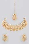 Shop_Zevar by Geeta_Gold Plated Kundan Peppy Floret Embellished Jewellery Set_at_Aza_Fashions
