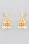 Zevar by Geeta_Gold Plated Kundan Amaryllis Pearl Embellished Jewellery Set_Online_at_Aza_Fashions