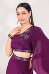 Buy_Chaashni by Maansi and Ketan_Purple Crepe Embroidery Cutdana Asymmetric Floral Embellished Top And Palazzo Set 