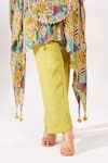 Buy_Chaashni by Maansi and Ketan_Green Crepe Printed Abstract Leaf Neck Kaftan And Palazzo Set 