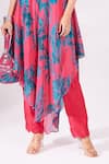 Buy_Chaashni by Maansi and Ketan_Pink Chinon Chiffon Printed Floral Round Neck Kurta And Pant Set_Online_at_Aza_Fashions