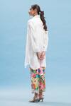 Shop_Affroz_White Crepe Collared Solid Kimono Kurta With Printed Pant_at_Aza_Fashions