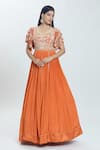 Buy_Samyukta Singhania_Brown Crepe Embroidered Bead Round Floral Anarkali _Online_at_Aza_Fashions