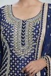 Samyukta Singhania_Blue Georgete Embroidered Sequin Round Straight Kurta Sharara Set _Online_at_Aza_Fashions