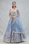 Buy_Samyukta Singhania_Grey Net Embroidery Floral Sweetheart Neck Flower Vine Lehenga Set _Online_at_Aza_Fashions