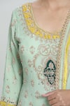 Buy_Samyukta Singhania_Green Georgette Embroidered Zardozi Round Floral Kurta Sharara Set _Online_at_Aza_Fashions