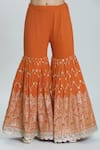 Samyukta Singhania_Orange Georgette Embroidered Zardozi Round Kurta Sharara Set_Online_at_Aza_Fashions