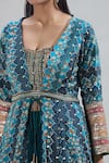 Buy_Samyukta Singhania_Blue Georgette Embroidered Zardozi Jacket Floral Scallop Pattern Lehenga Set_Online_at_Aza_Fashions