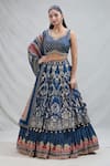 Buy_Samyukta Singhania_Blue Crepe Woven Stone Leaf Floral Jaal Layered Lehenga Set _at_Aza_Fashions