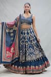 Samyukta Singhania_Blue Crepe Woven Stone Leaf Floral Jaal Layered Lehenga Set _Online_at_Aza_Fashions