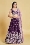 Buy Samyukta Singhania Purple Polyester, Organza Zari, Sequins, Embroidery Floral Pleated Lehenga Set at Aza Fashions Buy_Samyukta Singhania_Purple Polyester, Organza Zari, Sequins, Embroidery Floral Pleated Lehenga Set _at_Aza_Fashions