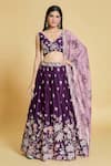 Samyukta Singhania Purple Polyester, Organza Zari, Sequins, Embroidery Floral Pleated Lehenga Set Online at Aza Fashions Samyukta Singhania_Purple Polyester, Organza Zari, Sequins, Embroidery Floral Pleated Lehenga Set _Online_at_Aza_Fashions
