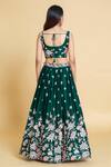 Shop_Samyukta Singhania_Green Polyester, Organza Embroidery, Sequins V-neck Thread Pleated Lehenga Set _at_Aza_Fashions