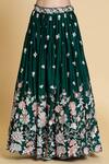 Shop_Samyukta Singhania_Green Polyester, Organza Embroidery, Sequins V-neck Thread Pleated Lehenga Set 