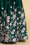 Samyukta Singhania_Green Polyester, Organza Embroidery, Sequins V-neck Thread Pleated Lehenga Set _Online