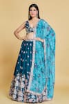 Buy Samyukta Singhania Blue Polyester, Organza Sequins, Zari, Embroidery V-neck Pleated Lehenga Set at Aza Fashions Buy_Samyukta Singhania_Blue Polyester, Organza Sequins, Zari, Embroidery V-neck Pleated Lehenga Set _at_Aza_Fashions