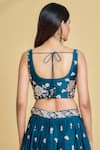 Shop Samyukta Singhania Blue Polyester, Organza Sequins, Zari, Embroidery V-neck Pleated Lehenga Set Online at Aza Fashions Shop_Samyukta Singhania_Blue Polyester, Organza Sequins, Zari, Embroidery V-neck Pleated Lehenga Set _Online_at_Aza_Fashions