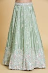 Samyukta Singhania_Green Lehenga And Blouse Silk Chiffon Embroidery Thread Sweetheart Cutdana Set _Online_at_Aza_Fashions