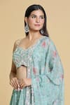 Buy_Samyukta Singhania_Green Lehenga And Blouse Silk Chiffon Embroidery Thread Sweetheart Cutdana Set_Online_at_Aza_Fashions