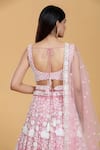 Shop_Samyukta Singhania_Pink Poly Georgette Embroidery Floral Flower Bloom Sequin Lehenga Set_Online_at_Aza_Fashions