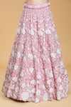 Buy_Samyukta Singhania_Pink Poly Georgette Embroidery Floral Flower Bloom Sequin Lehenga Set