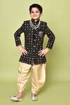 Buy_Samyukta Singhania_Black Velvet, Satin Sequins, Embroidery Sherwani And Dhoti Pant Set _at_Aza_Fashions