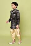 Samyukta Singhania_Black Velvet, Satin Sequins, Embroidery Sherwani And Dhoti Pant Set _at_Aza_Fashions