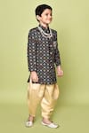 Buy_Samyukta Singhania_Black Velvet, Satin Sequins, Embroidery Sherwani And Dhoti Pant Set 